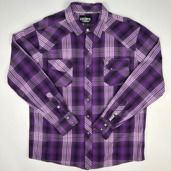 Garth Brooks Sevens by Cinch Other - Garth Brooks Sevens by Cinch Mens XL Purple Plaid Western Snap Long Sleeve Shirt